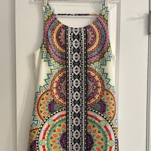 Pink Owl Women's Multicolor Printed Sleeveless Dress Back Cutout